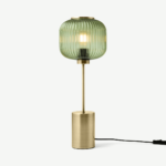 Briz Table Lamp, Antique Brass & Green