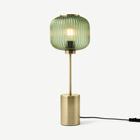 Briz Table Lamp, Antique Brass & Green