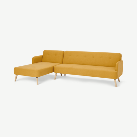 Elvi Left Hand Facing Chaise End Click Clack Sofa Bed, Butter Yellow