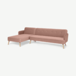 Elvi Left Hand Facing Chaise End Click Clack Sofa Bed, Vintage Pink Velvet