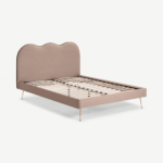 Fenella Double Bed, Pearl Pink Recycled Velvet & Brass