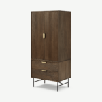 Haines Wardrobe, Mango Wood & Brass