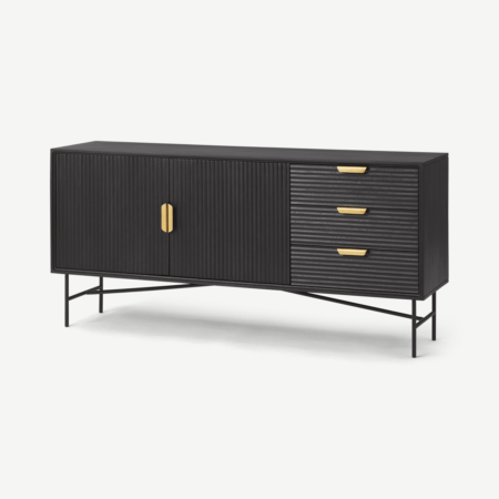 Haines Wide Sideboard, Charcoal Black Mango Wood