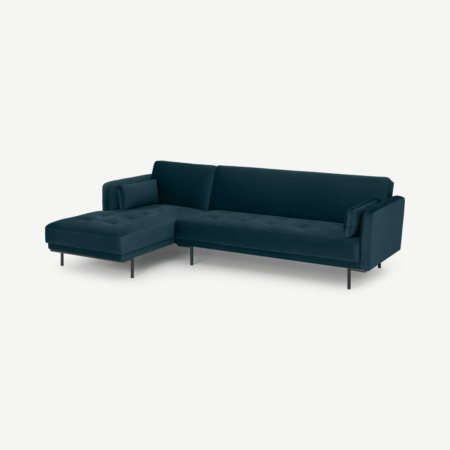 Harlow Left Hand Facing Chaise End Click Clack Sofa Bed, Steel Blue Velvet