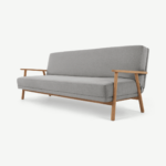 Lars Click Clack Sofa Bed, Mountain Grey and Oak Frame