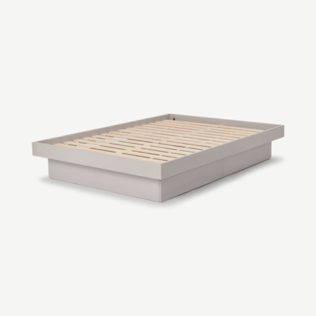 Meiko King Size Platform Bed with Drawer Storage, Grey Wash Pine