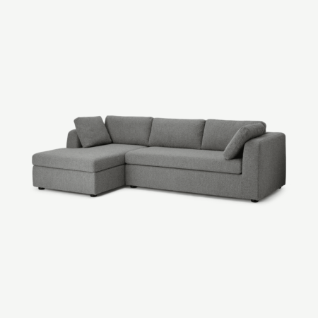 Mogen Left Hand Facing Chaise End Sofa Bed with Storage, Steel Boucle