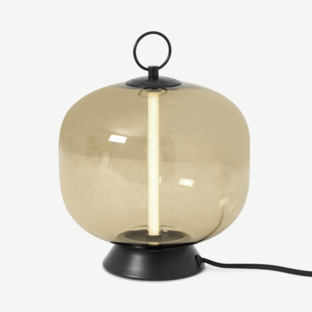 Olney LED Table Lamp, Champagne Glass and Black Metal
