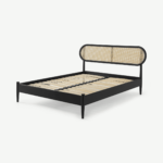 Reema King Size Bed, Black Stain & Cane