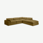 Samona Right Hand Facing Full Corner Sofa, Latte Cotton & Linen Mix