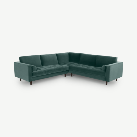 Scott Corner Sofa, Petrol Cotton Velvet