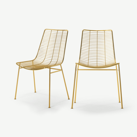 Set of 2 Marvel Dining Chairs, Brass