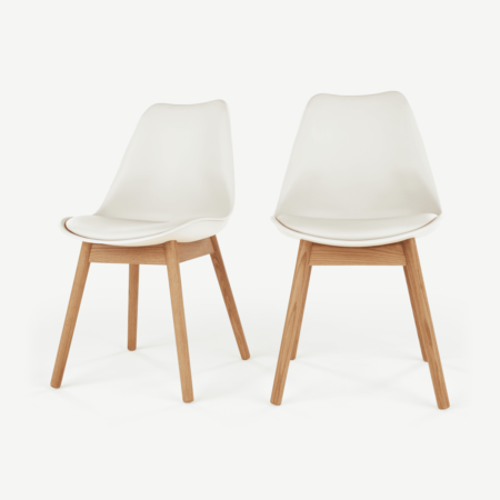 Set of 2 Thelma Dining Chairs, Oak and White