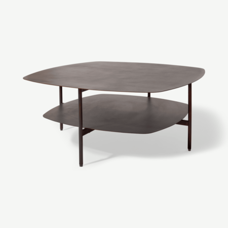 Tayen Square Coffee Table, Aged Bronze