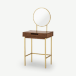 Tayma Dressing Table, Acacia Wood & Brass