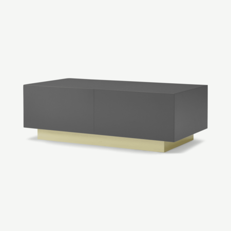 Elsdon Storage Coffee Table, Charcoal Grey & Brass