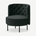 Ethel Cocktail Accent Chair, Dark Anthracite Velvet