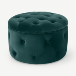 Hampton Small Round Storage Pouffe, Seafoam Blue Velvet