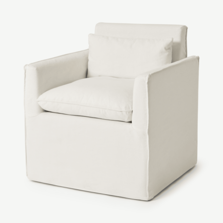 Kasiani Carver Dining Chair, Off-White Cotton & Linen Mix