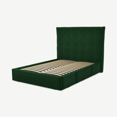 Lamas Double Bed with Storage Drawers, Bottle Green Velvet