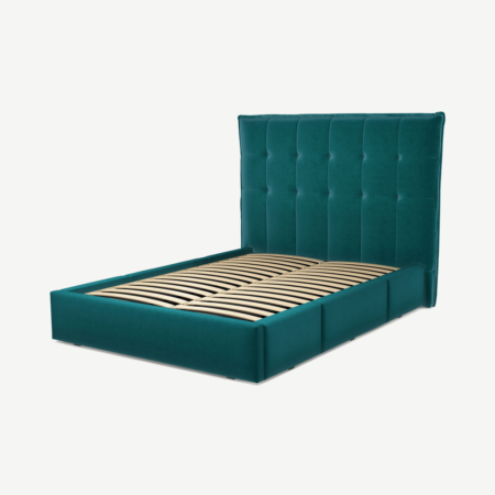 Lamas Double Bed with Storage Drawers, Tuscan Teal Velvet