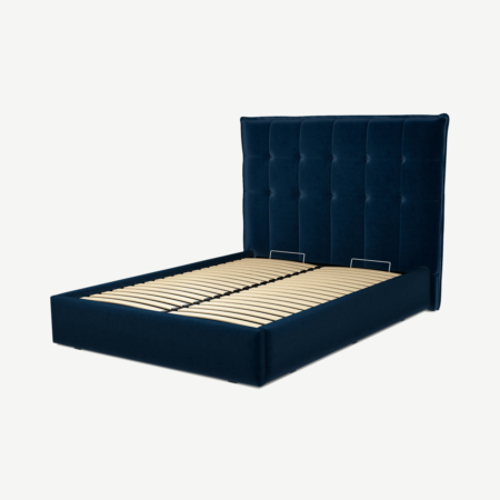Lamas Double Ottoman Storage Bed, Regal Blue Velvet