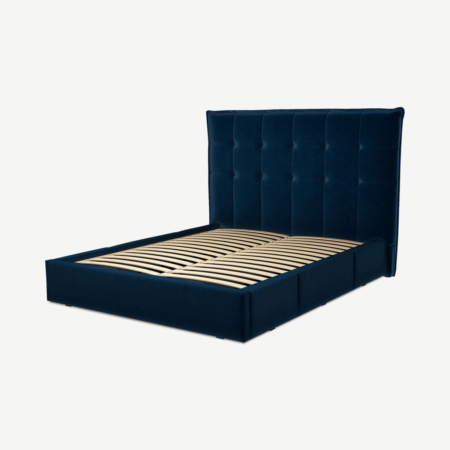 Lamas King Size Bed with Storage Drawers, Regal Blue Velvet