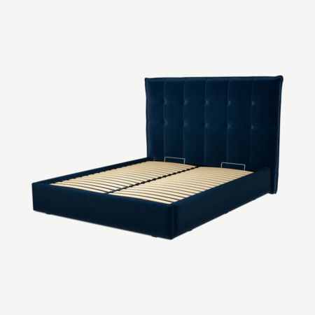 Lamas King Size Ottoman Storage Bed, Regal Blue Velvet