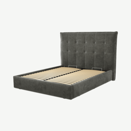 Lamas King Size Ottoman Storage Bed, Steel Grey Velvet