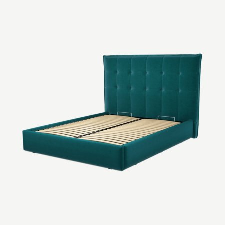 Lamas King Size Ottoman Storage Bed, Tuscan Teal Velvet