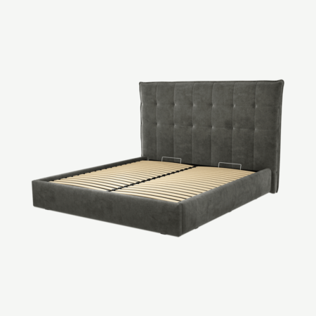 Lamas Super King Size Ottoman Storage Bed, Steel Grey Velvet