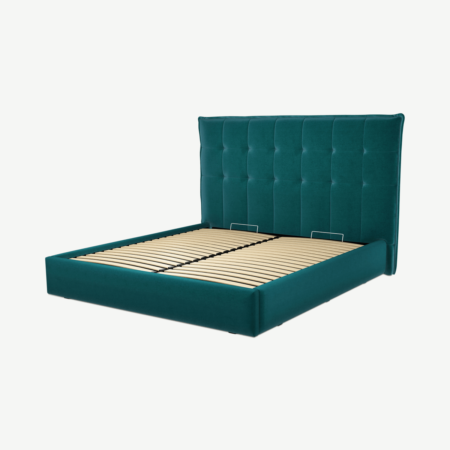 Lamas Super King Size Ottoman Storage Bed, Tuscan Teal Velvet