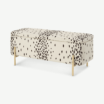 Poodle & Blonde Asare Dalmatian Upholstered Storage Ottoman Bench, Cocoa