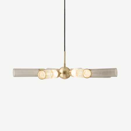 Verona LED Pendant Ceiling Light, Brushed Brass & Smoked Glass